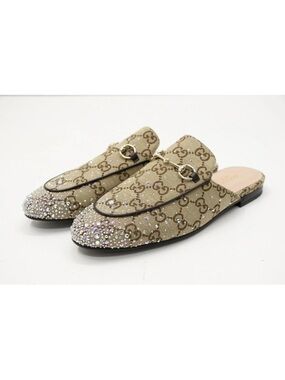 Gucci Crystal Canvas Princetown Flats 9.5